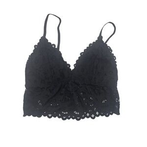 Gilly Hicks Bralette Womens Small Black Floral Lace Longline Adjustable Straps